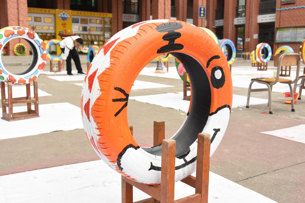 美轮美绘diy轮胎彩绘亲子活动作品评选