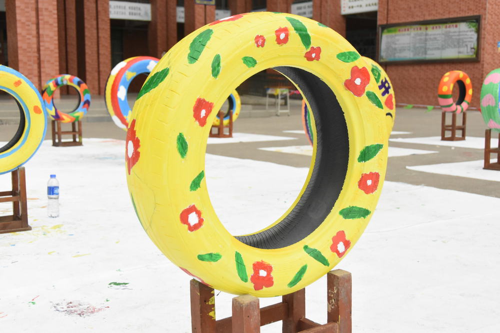 美轮美绘diy轮胎彩绘亲子活动作品评选