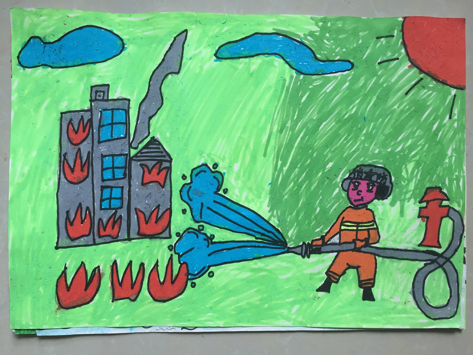 儿童火灾安全画画图图片