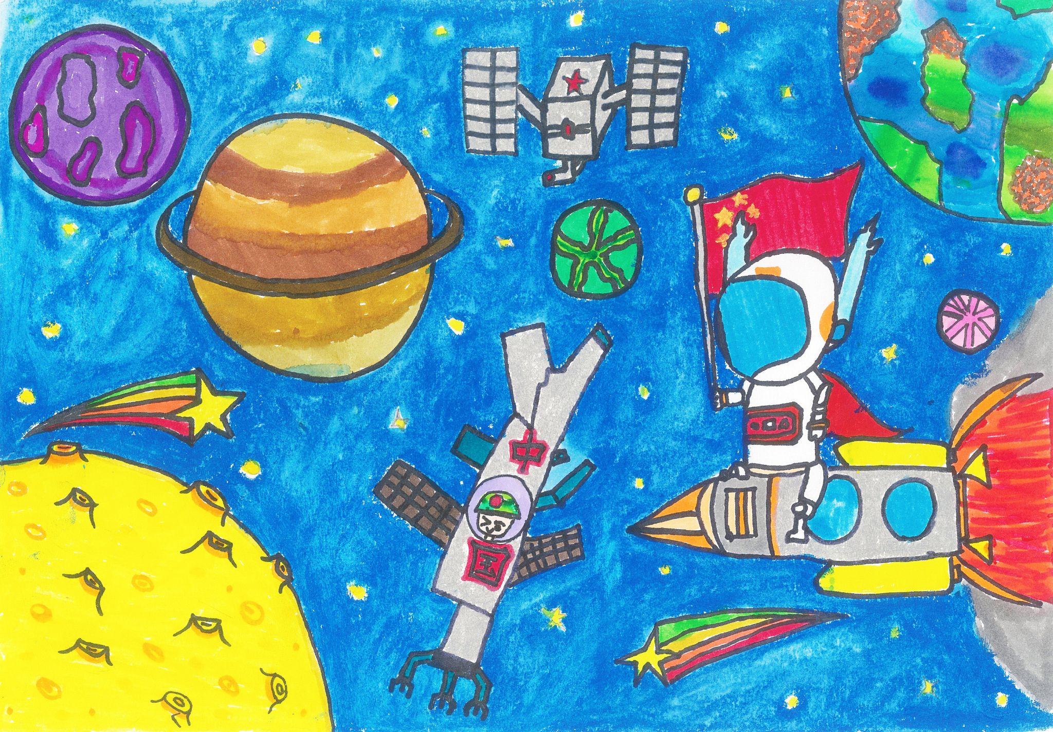 作者:胡子琦 一年级 天津师范大学第二附属小学作品简介:2030年, 人类